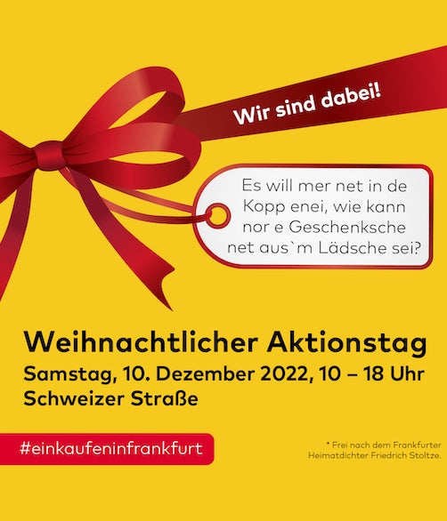 Einladung zum weihnachtlichen Aktionstag 10. Dezember 2022 #einkaufeninfrankfurt